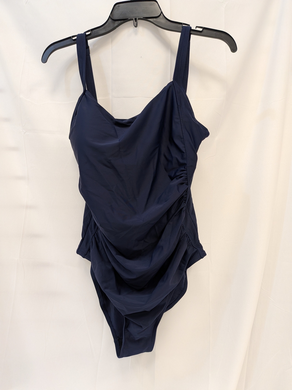 Women's Navy Blue One-Piece Swimsuit with Draped Front